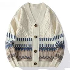 Outono inverno novo estilo cor combinando camisola jaqueta masculina solta quente Cardigan topo estudantes do ensino méd