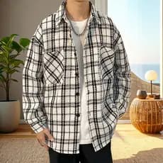 Estilo Hong Kong preto branco xadrez All-Match jaqueta meninos High-End sentido rufião bonito usar primavera outono cami