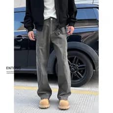 Americano cleanfit Machete macacão masculino street Wear Casual high-End Retro Jeans high street calças soltas