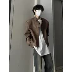 Cleanfit jaqueta de couro curta masculina almofadas de ombro Melade Wear marrom jaqueta Bomber retrô de alta qualidade