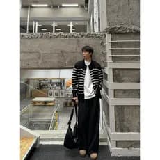 Clássico preto branco listrado Cardigan camisola masculina luz estilo maduro outono inverno Street Wear solto High-End m