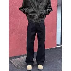 Americano high-end vibe preto macacão masculino Street Wear high-end sentimento bonito cleanfit solto calças compridas r