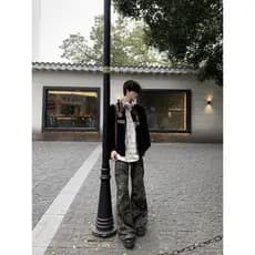 Americano Retro Harrington jaqueta masculina mulher angustiado High-End bordado Street Wear solto contraste cor lapela m