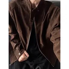 Americano Retro camurça curto gola jaqueta das mulheres dos homens Street Wear High-End solto cleanfit Harrington jaquet
