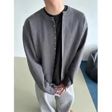 High-End Metal abotoado malha Cardigan camisola jaqueta masculina outono inverno perfil Design solto malha Sw