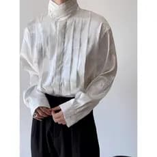 Primavera outono novo estilo chinês cetim Jacquard Retro camisa de manga comprida das mulheres dos homens pérola botão g