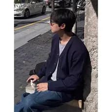 Cardigan de malha com decote em V masculino outono inverno High-End versão coreana Casual solto simples estilo preguiços