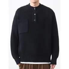 Outono inverno novo estilo Henry colarinho camisola masculina solta camisola preta engrossada jaqueta preguiçoso Street