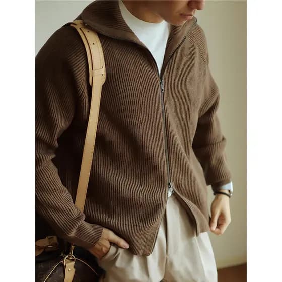 Primavera outono malha zíper jaqueta quente Anti-Pilling camisola de malha Cardigan Casual luz maduro masculino Popular