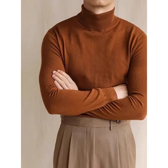 Outono inverno camisola de gola alta masculina negócios Casual quente forro de lã pulôver camisa de fundo cavalheiro fin