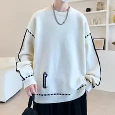 Juventude em torno do pescoço camisola masculina outono inverno estilo Preppy malhas linha solta sentir contraste cor ca