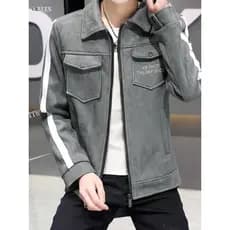 Jaqueta de camurça masculina primavera outono novo estilo na moda Casual lapela macacão jaqueta masculina rufião bonito