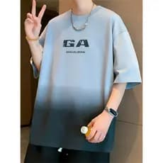 Verão novo estilo meninos gradiente cor em torno do pescoço de manga curta camiseta bonito estudante estilo Preppy Casua