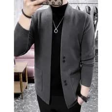 Primavera outono inverno fino engrossado masculino fino ajuste Casual camisola Cardigan malhas camisola jaqueta masculin