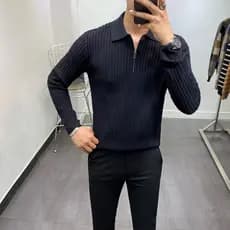 Outono inverno novo estilo britânico bonito pulôver lapela camisola masculina versão coreana juventude Casual camisola d