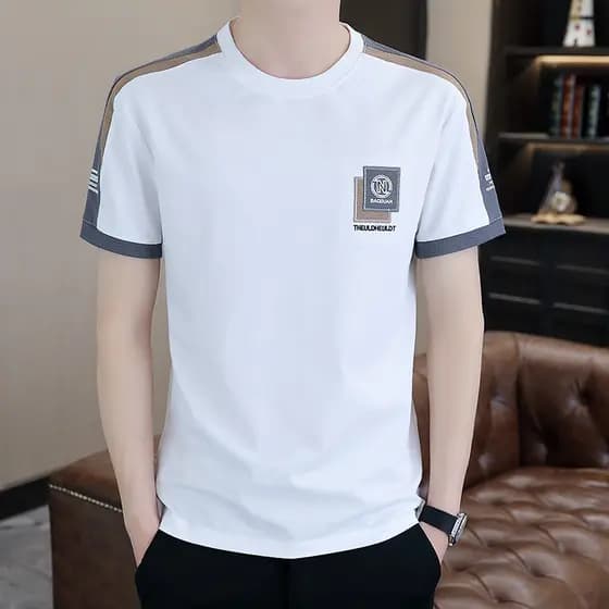 Camiseta masculina de manga curta high-end Street Wear Casual 2024 camiseta roupas de alta qualidade primavera verão mei