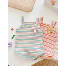 Bebê bebê roupas de verão novo estilo versão coreana doce listrado estilingue macacão bebê menina colete macacão do bebê