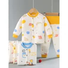Infantil masculino feminino bebê três camadas acolchoado roupas térmicas terno puro algodão Cardigan crianças cintura al
