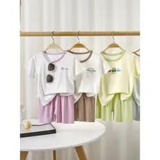 Verão crianças Shorts de manga curta terno meninos meninas camisas pijamas casuais 0-5 anos de idade bebê roupas infanti