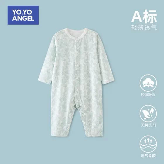 Macacão de bebê verão fino longo macacão roupas de bebê roupas de verão 0-março 6 criança manga comprida ar condicionado