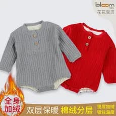 Masculino feminino bebê outono inverno bebê macacão de malha macacão forro de lã do bebê engrossado macacão triângulo ca