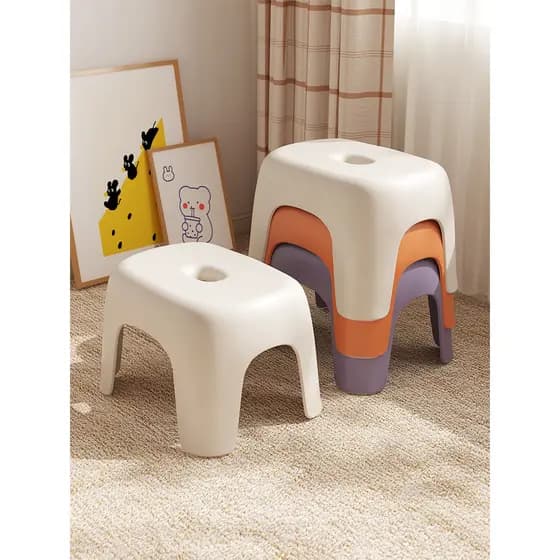 Banqueta pequena de plástico para uso doméstico, banco baixo reforçado, simples, antiderrapante, cadeira de bebê, jardim