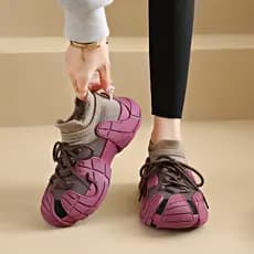Sapatos roxos meias sapatos femininos 2026 novo estilo inverno forro de lã dois tênis de algodão sola grossa polvo coco