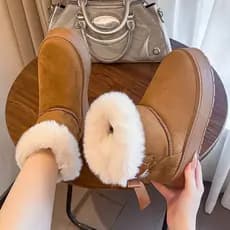 Botas de neve do nordeste, tamanho grande 42, inverno 2024, novo estilo, lã, pele quente, integrada, à prova d'água, ant