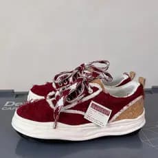 Novos sapatos masculinos ins na moda estilo desconstrução vermelho borda crua tênis masculino de sola grossa aumentando
