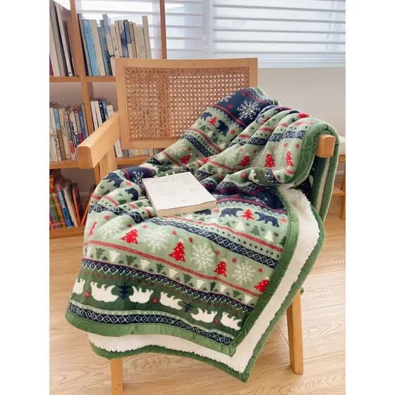 Urso Floco de Neve de Natal | Cobertor cobertor escritório Nap cobertor sofá cobertor inverno engrossado Coral velo cobe