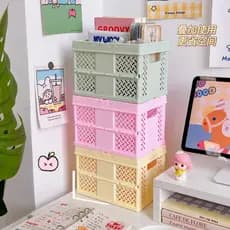 Qualidade selecionada Desktop dos desenhos animados dobrável ins cesta Mini maquiagem ins caixa dormitório estilo multif