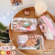 Saco de armazenamento de cosméticos quadrado à prova dwaterproof água saco de toalete influenciador japonês menina urso
