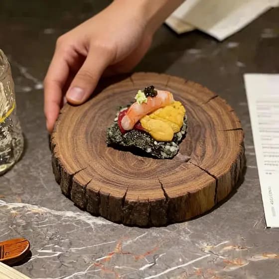 Restaurante criativo High-End sobremesa prato de Sushi comida ocidental cozinha Molecular tronco Irregular placa de made