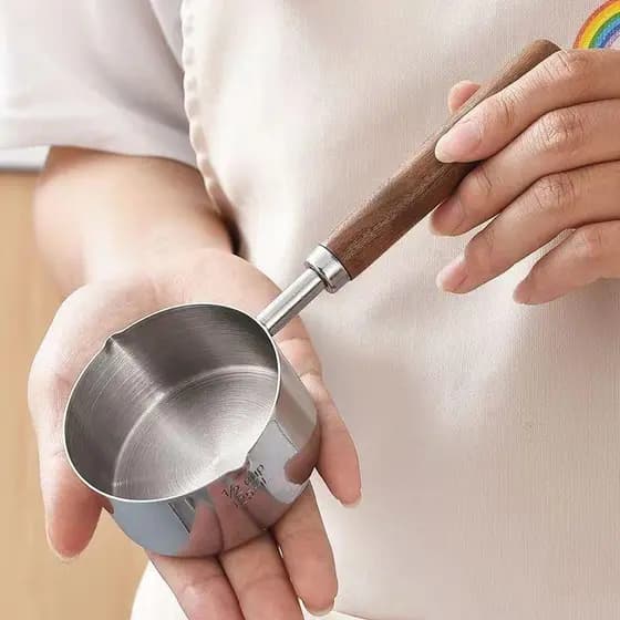 Pote de leite pequeno alemão de fundo plano antiaderente pote de macarrão instantâneo Mini alça única doméstico 304 aço