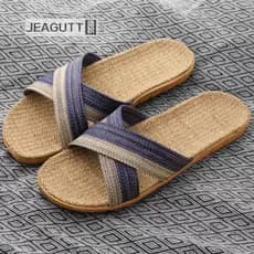 Novo estilo chinelos de linho Rattan grama mão-tecido bambu tecido palha sapatos sandálias de linho chinelos masculinos