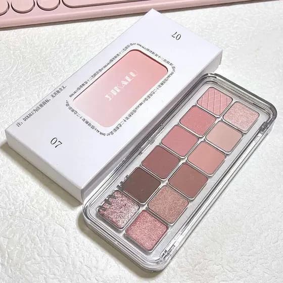 DIKALU Xiaoyu Begonia Recomendado Paleta de sombras de 12 cores 2025 Novo estilo Pérola Leite Café Rosa Paleta multifunc
