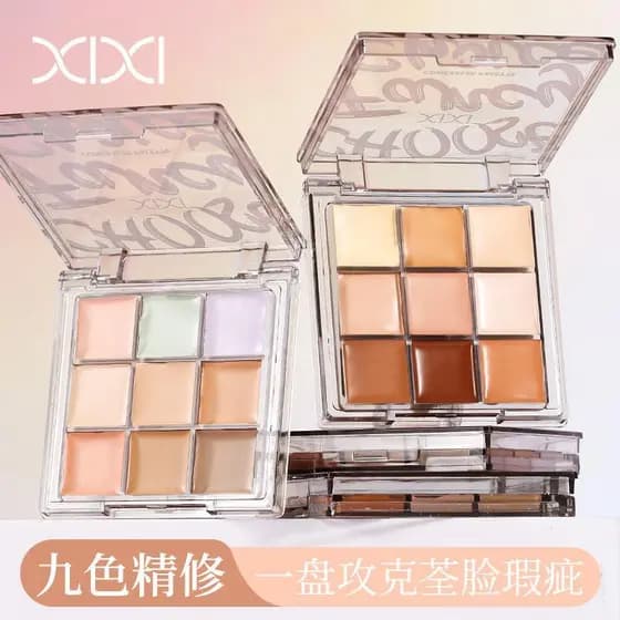Xixixi Refrescante Efeito Suave Paleta de Corretivo de Nove Cores Hidratante Hidratante Pó Antiaderente Cobrindo Manchas