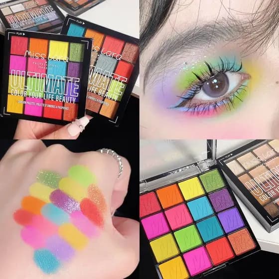 Novo estilo 16 cores paleta de sombras peroladas à prova dwaterproof água fosco novo estilo palco maquiagem lantejoulas