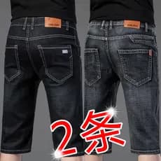 Shorts Jeans masculinos finos de verão, calças Jeans casuais cortadas, soltas, retas, elásticas, calças médias de cinco
