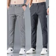 2025 verão novo estilo calças casuais masculinas fino ajuste em linha reta All-match solto negócios estilo fino na moda