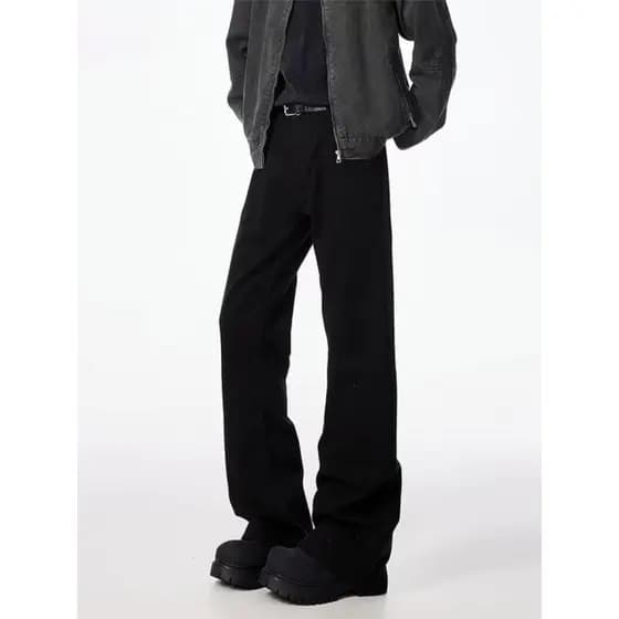 American High Street Machete Calça Jeans Preta Masculina Outono Street Wear Solta Paris bootcut Calça Casual Reta