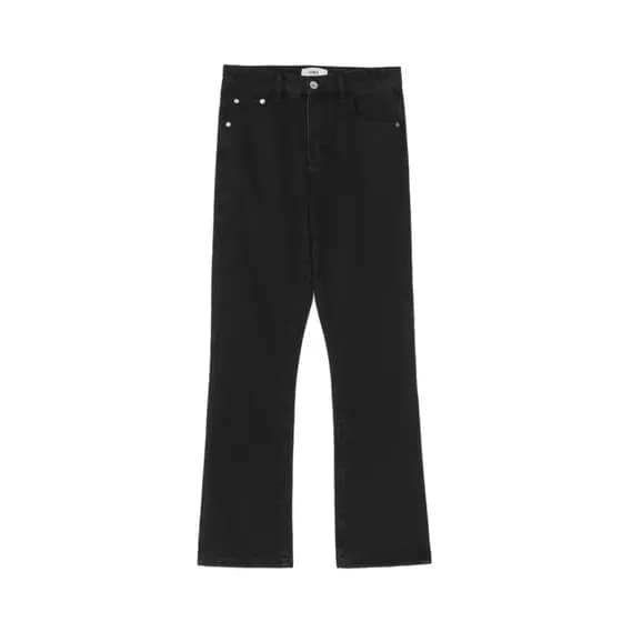Lembre-se de picante 2024s na moda nacional High Street estilo preto all-match em linha reta ligeiramente aba calças fem