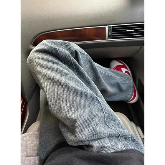 Retro céu estrelado padrão Jeans masculino verão americano High street vibe calças street Wear Drape solto em linha reta