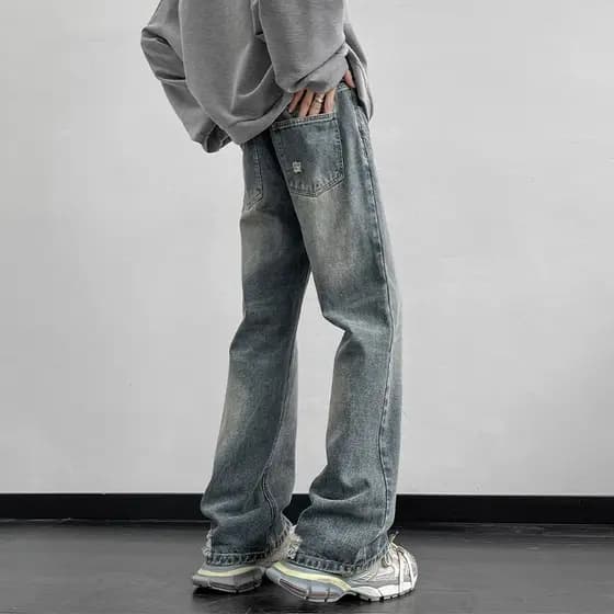 Americano High Street cleanfit Micro-Flap Jeans masculino primavera outono verão novo estilo solto em linha reta meninos