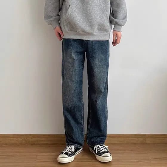 Jeans pequenos retos lavados desgastados soltos All-Match japonês Retro azul primavera outono cleanfit calças compridas