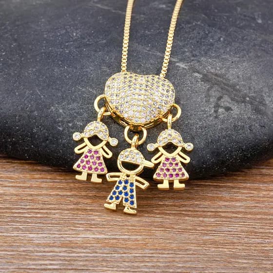 Moda Meninas Meninos Incrustados Cristal Zircônio Pingente Romântico Colar De Coração Requintado Dia Das Mães Jóias De L