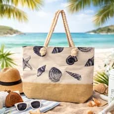 Bolsa de Praia Grande 48cm Feminina Férias Alça de Corda Verão