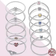 Original 17-20cm 925 prata ouro coroa zircão pulseira, adequado para jóias DIY jóias de aniversário