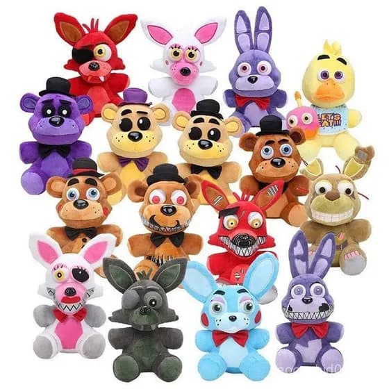 [Pronto] Freddy Foxy Bonnie Chica 25 Cm FNAF Cinco Noites Brinquedos de pelúcia para crianças RG2S Presente de aniversár