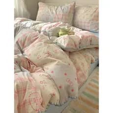 Pequeno fresco puro algodão conjunto de quatro peças cama Floral colcha capa folha conjunto de três peças dormitório est